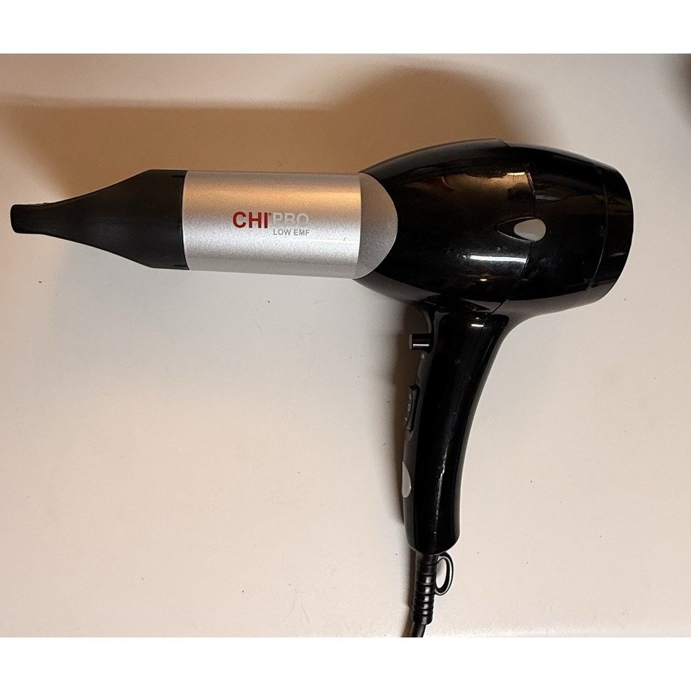CHI Pro Low EMF Hair Dryer GF1505 1500W Black w Concentrator Tested